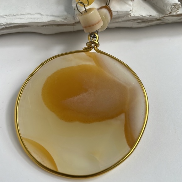 Aztec Sun Pendant Necklace- Alabaster Medallion - Picture 7 of 9